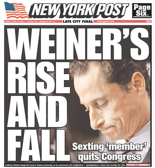 weiner headline rise and fall